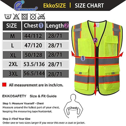 High Vis Safety Vest for Men with Pockets,EK176,Yellow,M - color: Yellowmesh-ek176, size: Medium