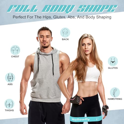 Hollowfly 12 Pcs Latex Resistance Loop Exercise Bands for Booty Workout Stretch Exercise Bands Non Slip for Legs Squat Resistance Loop Women Men Starter Butt Hip Thigh Fitness - color: Light Blue, style: Medium