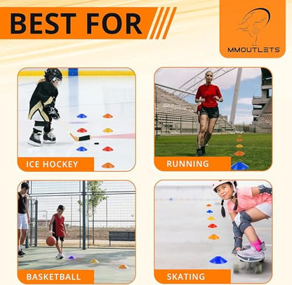 Soccer Training Cones Set, 75/50/25 Pack with Strap Holder & Carry Bag - color: Multi