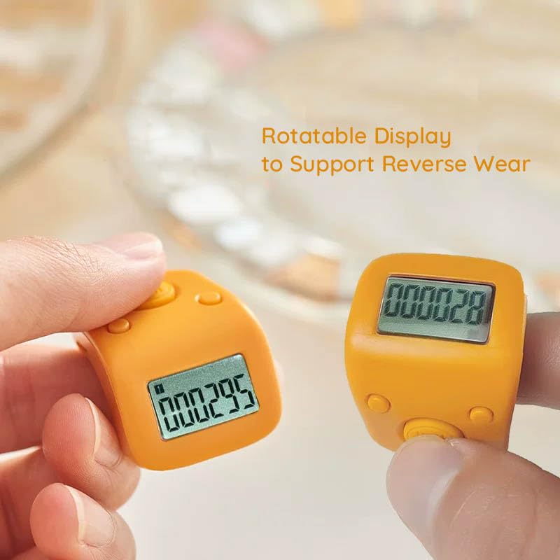 Rechargeable Silent Finger Counter 6 Channels Digital Tasbih Tally Clicker with LED for Prayer Knitting Sports Gift - color: Yellow X