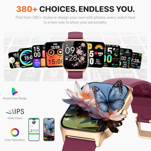 Smart Watch for Women Men,(Answer/Make Call) 1.83'' HD Fitness Activity Tracker Smartwatch for Android iPhone iOS Compatible,IP68 Waterproof Step Counter with Sleep Monitor (Modern, Wine Red, 1.83) - color: Deep Burgundy