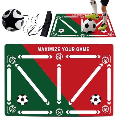 Soccer training mat,Soccer training equipment accessories for All Ages to Improve Speed Strength Agility and Coordination,Anti-Slip/Silent Mat - color: Red