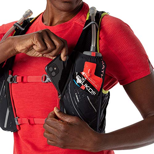 Nathan Pinnacle Hydration Running Vest Backpack for Trail Running & Marathon with Soft Flasks, Lightweight Water-Resistant Race Vest - color: Black / Hibiscus, size: XX-Small
