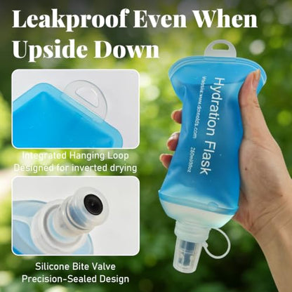 250ml Soft Flask, TPU Collapsible Soft Water Bottle for Hydration Pack, Running Vest, Leak-Proof Folding Water Bottle for Hiking Cycling Climbing Jogging- 1Pcs, Blue - color: 250ML Blue