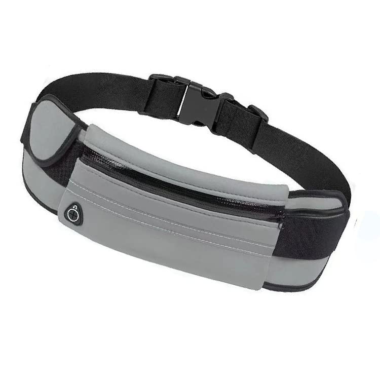 Men Women Running Belt Waist Pack Waterproof Jogging Waist Bag Adjustable Sports Workout Reflective Fanny Pack Runners Belt (Grey) - color: Grey
