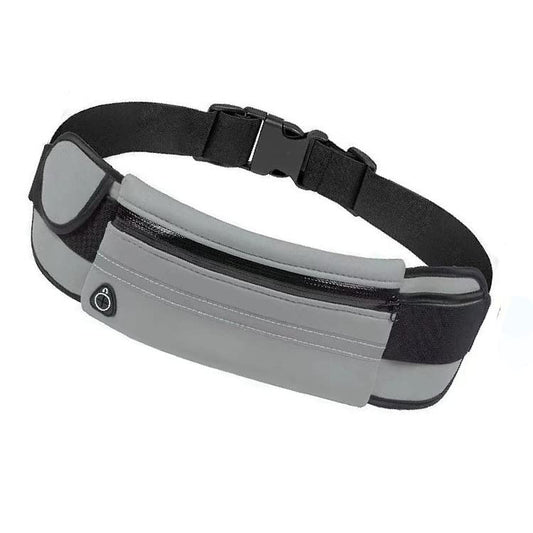 Men Women Running Belt Waist Pack Waterproof Jogging Waist Bag Adjustable Sports Workout Reflective Fanny Pack Runners Belt (Grey) - color: Grey