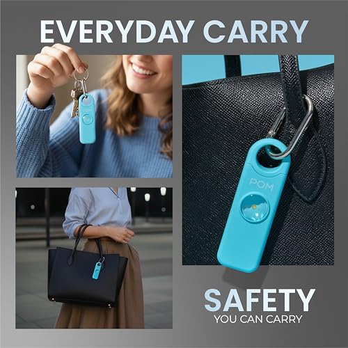 POM Personal Safety Alarm for Women – 130dB Loud Emergency Siren, USB-C Rechargeable with Bright LED Flashlight, Portable Keychain Design for Self Defense, Purse, Backpack & Travel (Aqua) - color: Aqua
