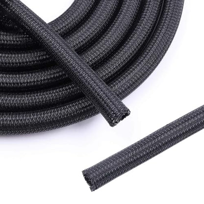 1/2" - 10Ft Split Braided Cable Sleeve, Wire Loom Tubing, Black - size: 1/2" - 10Ft