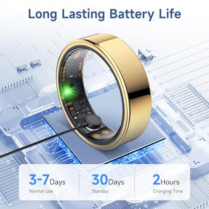 Smart Ring for Women Men, Health Tracker, Fitness Ring (Gold, 11#) - color: Gold, size: 11#