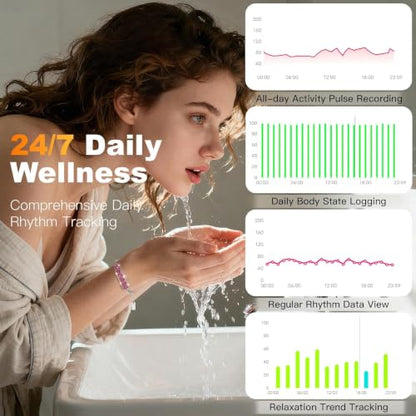 Smart Bracelet for Women – Fitness Tracker with Heart Rate, Sleep & Step Tracking, 1ATM Water Resistant, Multi-Sport Modes, Fitness Tracking Wearable with Free App, 3 Bands(Pink&Silver) - color: Pink&Silver