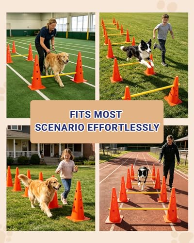 Dog Agility Course Backyard Set, Dog Agility Hurdle Cone Set - color: Orange, size: 18 IN