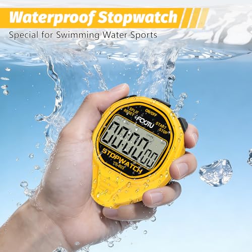 Digital Waterproof Simple Stopwatch, Silent Basic Stop Watch for Swimming - color: Yellow