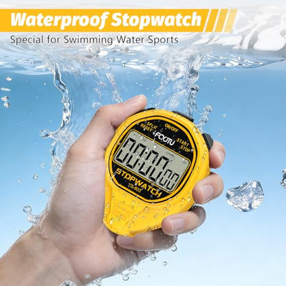 Digital Waterproof Simple Stopwatch, Silent Basic Stop Watch for Swimming - color: Yellow