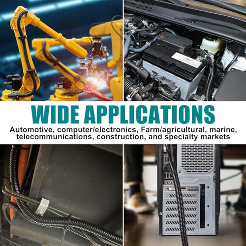 1/2 Inch Wire Loom Split Tubing - 15 ft Cord Protector Electric Wires Covers, Automotive Wire Flexible Conduit, Plastic Wire Cover with Cable Zip Tie (1/2"-15ft) - size: 1/2"-15ft