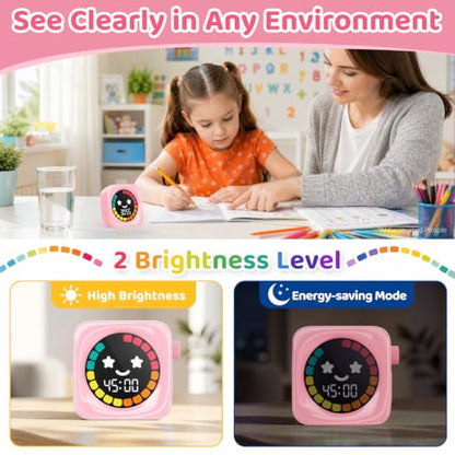 Visual Timer for Kids, 99 Minute Digital Cute Kids Visual Timer Classroom Timer for Homeschool Supplies Study Teaching Time Management Tool Countdown Productivity Timer, Pink, Colorful Display - color: Pink