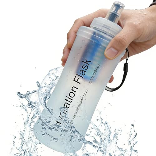 AXEN Collapsible Water Bottle with Filter System, Soft Hydration Flask for Trail Running, Camping, Hiking, Cycling, 500ml Clear - color: Translucent White-500ml