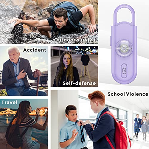 Safe Sound Personal Safety Alarm for Women, 130 dB Loud Siren with SOS Strobe Light, Flashlight, Safety Alarm Key Chain Helps Girls, Men, Children, Elders Emergency Call - color: Purple