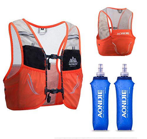 Lovtour Hydration Race Vest,2.5L Running Vest Lightweight Pack with 2 Soft Water Bottles Bladder for Marathoner Running Race Cycling Hiking Camping Biking (Orange, L-XL)