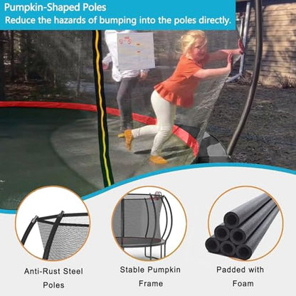 1500 LBS 8FT 12FT 14FT 16FT Trampoline for Kids and Adults, Outdoor Trampoline with Enclosure Net, Sprinkler, Water Ball, Large Trampoline with Lights with Music Speaker, Socks - ASTM Approved - color: Black 12FT