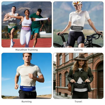 Lightweight Running Belt, Water-Resistant Waist Pack for Women & Men, 4-Zone Organization Fits Up to 7" Phone, Reflective Strips Design for Marathon Training, Jogging, Hiking, Commuting - color: Dark Gray