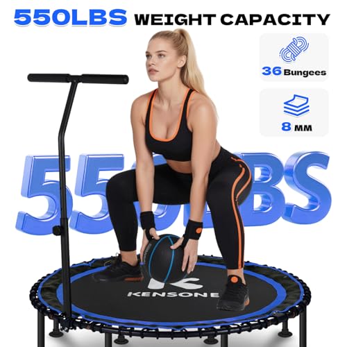 K KENSONE 40/48" Rebounder Trampoline for Adults, Bungee, 450/550 LBS Quiet - color: Blue, size: 48" T-Bar