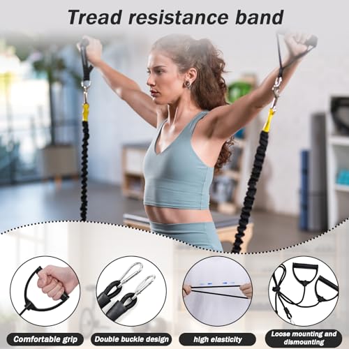 1 Pair Stepper Resistance Bands with Clips, Pedal Resistance Band with Handle, Fitness Pull Rope for Workout Strength Training at Home