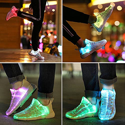 Shinmax LED Light Up Shoes for Women Men, USB Rechargeable Fiber Optic Glowing Sneakers, Luminous Flashing Shoes for Dancing, Festivals, Parties - size: 6 Women/5 Men