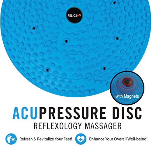 Daiwa Felicity Foot Massager Mat - Reflexology Mat with Magnetic Therapy Acupressure Disc - Ergonomic Acupressure Mat for Feet Relaxation, Pressure Point Pad - (Blue) - color: Blue