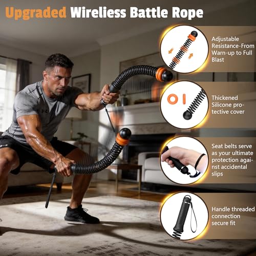 Portable Weighted Cordless Battle Ropes for Men & Women, Black