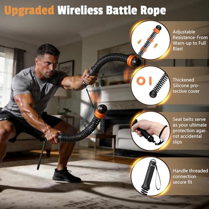 Portable Weighted Cordless Battle Ropes for Men & Women, Black