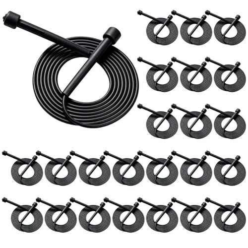 Adjustable Jump Rope Bulk, 9.2 ft Tangle-Free Speed Skipping Rope for workouts, group training, teams, family and Gym Class - color: Black, size: 24