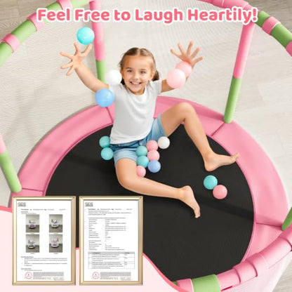 Yohood 55" Trampoline for Kids with Enclosure, 6-in-1 Toddler Trampoline Indoor Outdoor, Upgrade Full Anti-Rust Tube with Adjustable Gymnastics Bars for Boys Girls Ages 3-10