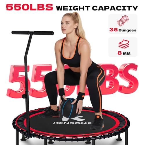 K KENSONE 40/48" Rebounder Trampoline for Adults, Bungee, 450/550 LBS Quiet - color: Red, size: 48" T-Bar
