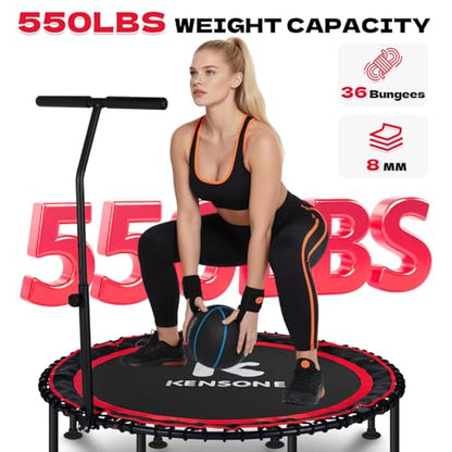 K KENSONE 40/48" Rebounder Trampoline for Adults, Bungee, 450/550 LBS Quiet - color: Red, size: 48" T-Bar
