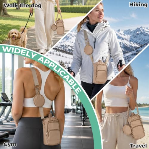 Crossbody Water Bottle Bag with Shoulder Strap for Women,Brown - color: Coffee