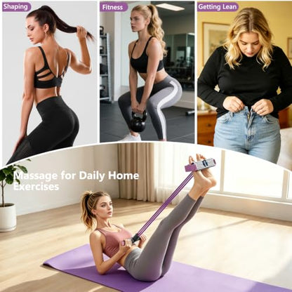 Pedal Resistance Band with Handle - size: 4 levels（Purple）