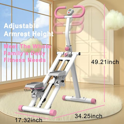 Upgraded Vertical Climber Stair Stepper with Resistance Bands, Full Body Home Workout Machine, Adjustable Handlebar & Digital Monitor - color: White&Pink