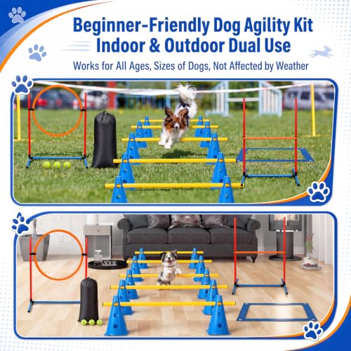 Junkin 27 Pcs Dog Agility Course Equipment Set, Blue