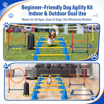Junkin 27 Pcs Dog Agility Course Equipment Set, Blue