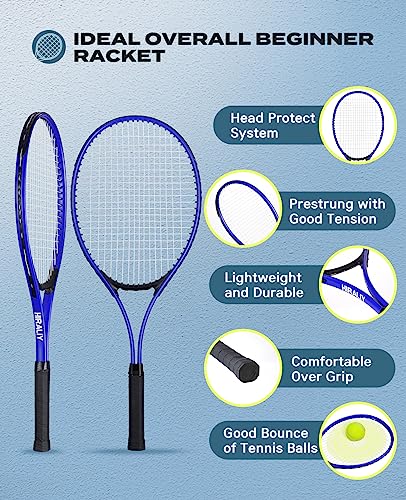 HIRALIY 27-Inch Tennis Racket for Adults with Ball and Carry Bag - color: Blue