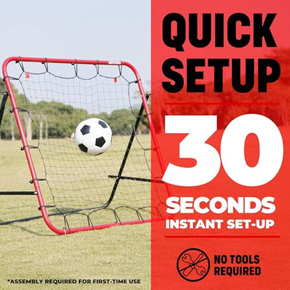 Soccer Rebounder Kickback Football Rebound Net (Adjustable Angle) Portable Easy Setup