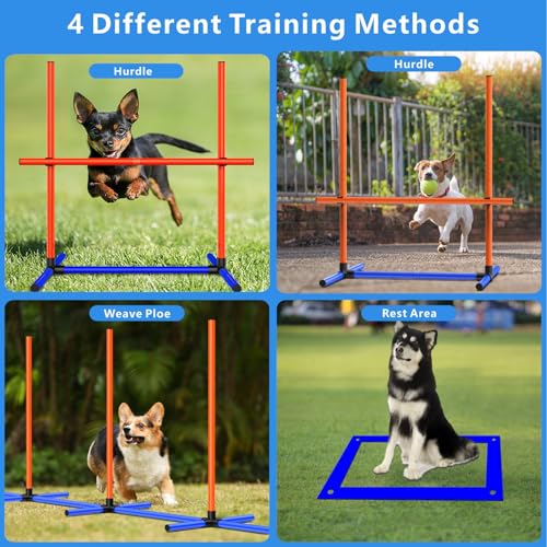 Dog Agility Course Backyard Set, 4-Set Hurdles with Weave Poles - size: Weave Poles
