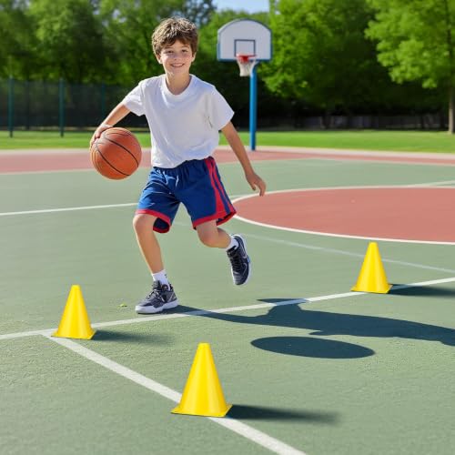 36pcs Cones 7 Inch Soccer Cones and Plastic Traffic Cones, Durable Cones for Sports Training, Ideal for Soccer, Basketball, Football, Skating, and Agility Drills Practice - color: yellow