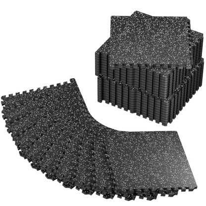 PRAISUN 0.56" Rubber Top Gym Flooring, Heavy Duty Gym Mats for Home Gym - size: 30 Tiles (120 Sq Ft)