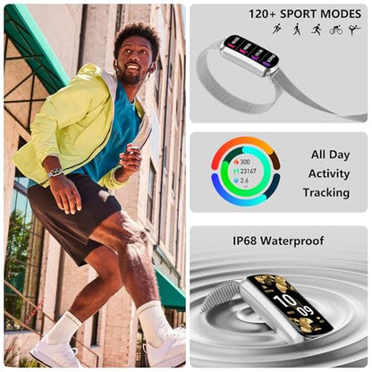 Health Fitness Tracker, Smart Watch with 24/7 Heart Rate, Activity Tracker with Blood Pressure and Blood Oxygen Monitor, 120 Sport Mode Waterproof Sleep Tracker for Women Men - color: Silver