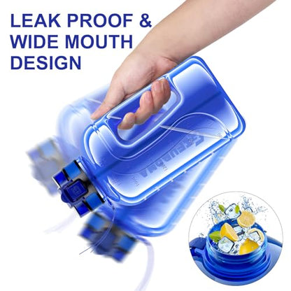 2 Litre Water Bottle with Straw, Motivational Sports Jug - color: Royal Blue-2L, size: 67.6 Ounces