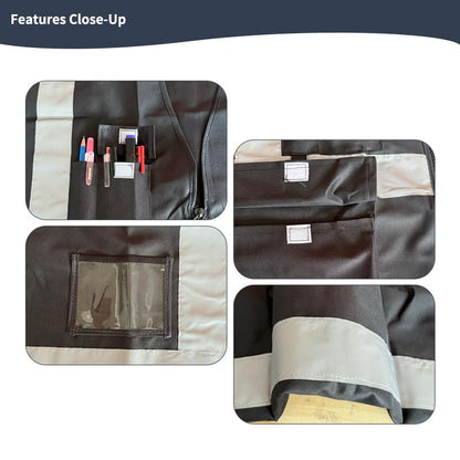 High Visibility Safety Vest with Reflective Strips & Pockets - color: Black, size: Small