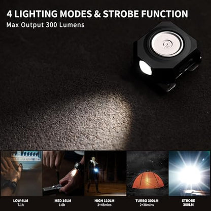 MecArmy CPLU Wrist Flashlight, Compact USB-C Rechargeable EDC LED Light, 300 Lumens, Double-Click Anti-Misfire, IPX6 Waterproof, for Running, Night Walking, Hiking - Fits on Watchband/Strap Systems - color: Alumium Black