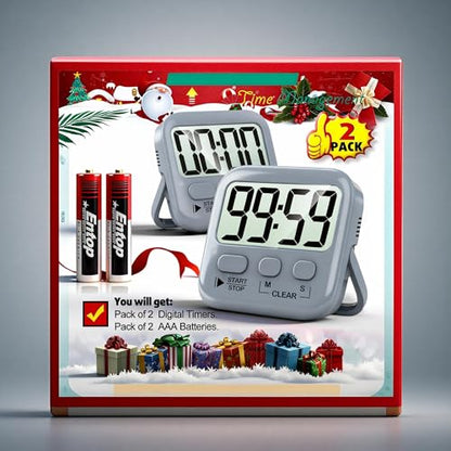 Antonki 2 Pack Digital Timer for Kids Classroom Kitchen Timers for Cooking - color: Space Grey