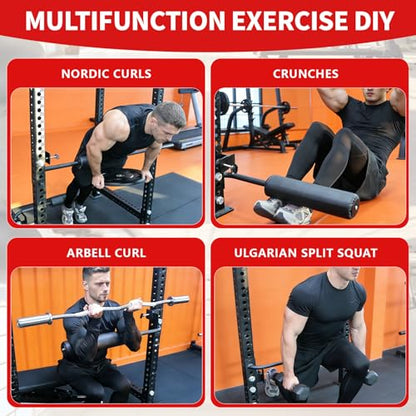 AHTAPFON Nordic Leg Roller for Rack Mounted,Bulgarian Split Squat Accessories,Nordic Hamstring Curl Attachment,Home Gym Equipment for uprights ranging from 2" to 4" wide - size: 5/8″-16mm Hole
